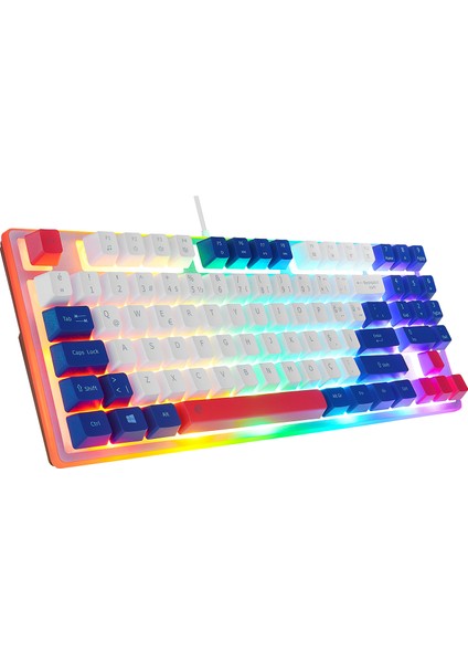 eMachines EAK216 Beyaz/Mavi/Kırmızı USB Rainbow Aydınlatmalı Q Standart TKL Klavye