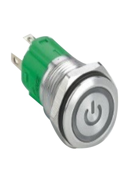 1no+1nc Kontaklı 16 mm Metal Anlık Mavi Led'li Buton (10 Adet)