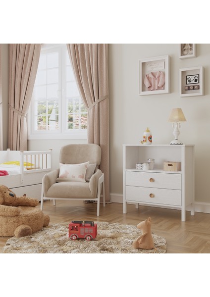 Hunerika Roma 2 Çekmeceli Şifonyer -Wood Beyaz-Minifiks Bağlantılı fiyatları