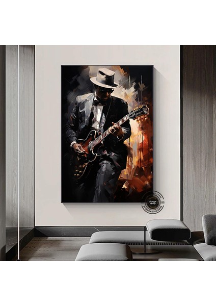 Caz Müzisyeni Posteri, Afro Caz Tablosu, Afrika-Amerikan Erkek Portresi