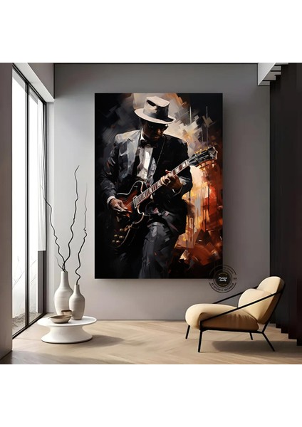 Caz Müzisyeni Posteri, Afro Caz Tablosu, Afrika-Amerikan Erkek Portresi