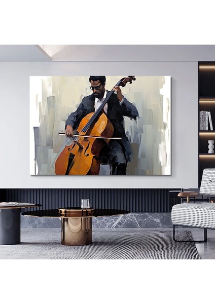 Müzikle Akan Viyolonselci – Kanvas Baskı / Modern Duvar Sanatı