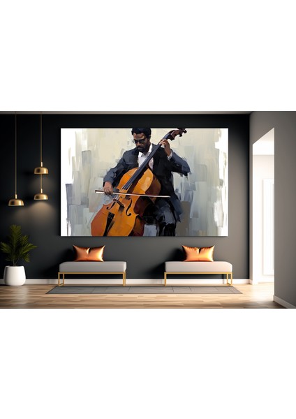 Müzikle Akan Viyolonselci – Kanvas Baskı / Modern Duvar Sanatı fiyatları