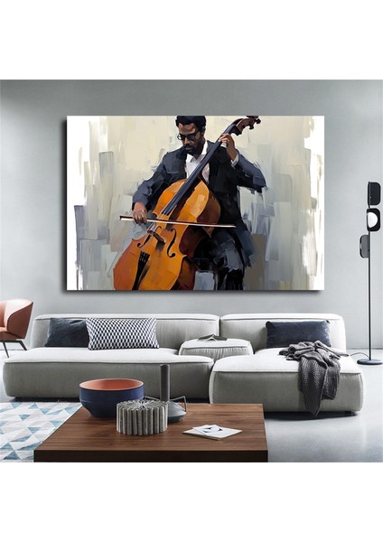 Müzikle Akan Viyolonselci – Kanvas Baskı / Modern Duvar Sanatı modelleri