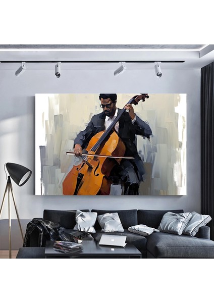 Müzikle Akan Viyolonselci – Kanvas Baskı / Modern Duvar Sanatı fırsatları