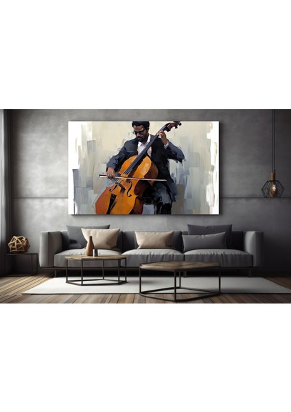 Müzikle Akan Viyolonselci – Kanvas Baskı / Modern Duvar Sanatı indirimleri