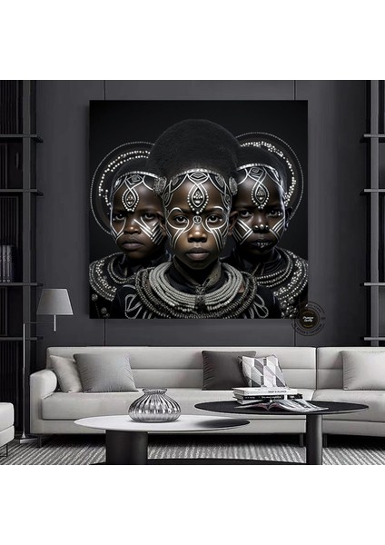 Afrikalı Çocuk Kanvas Tablosu, Afrika Kabile Kültürü Temalı Sanat