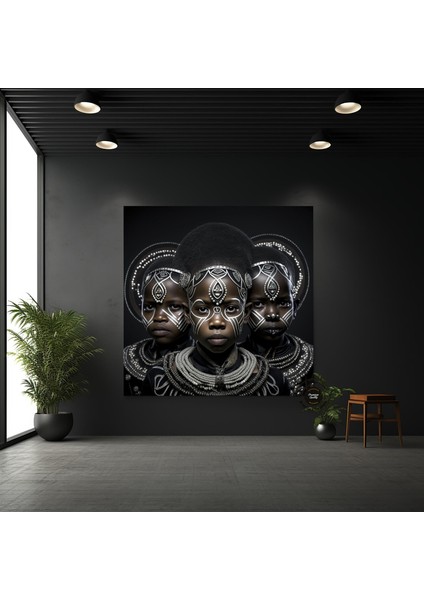 Afrikalı Çocuk Kanvas Tablosu, Afrika Kabile Kültürü Temalı Sanat