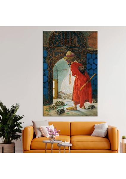 Osman Hamdi Bey - Kaplumbağa Terbiyecisi Kanvas Tablo | En Ünlü Türk Tablosu