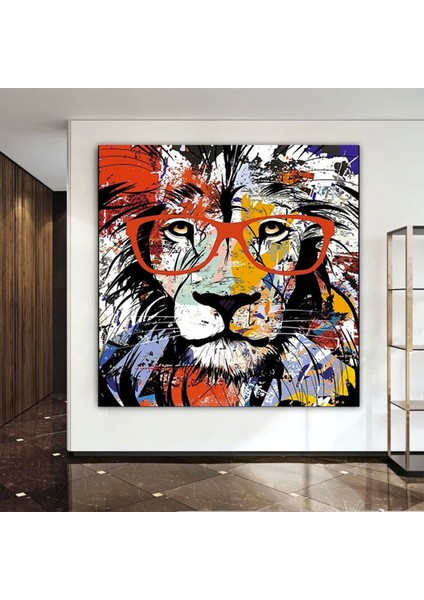 Aslan Kanvası, Graffiti Aslan Tablosu, Renkli Aslan Duvar Sanatı fiyatları