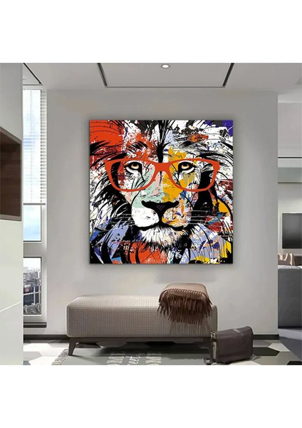 Aslan Kanvası, Graffiti Aslan Tablosu, Renkli Aslan Duvar Sanatı modelleri