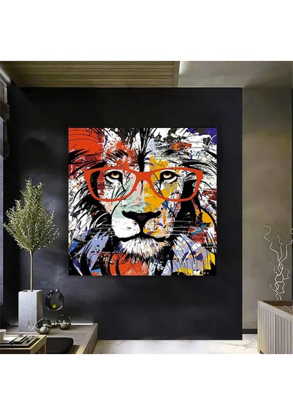 Aslan Kanvası, Graffiti Aslan Tablosu, Renkli Aslan Duvar Sanatı