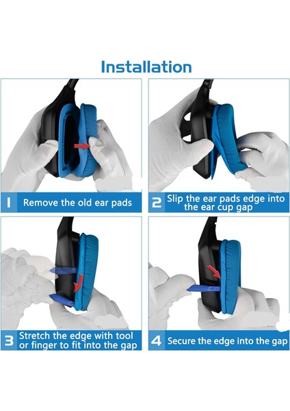 Logitech G35,G930,G933,G430,F450,G432,G33S Uyumlu Kulaklık Pedi Sünger Yastık Kulak Kılıfları Için Yedek Kulak Pedleri Earpad (Mesh Kumaş)