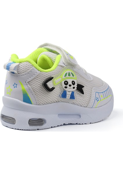 Unisex Bebe Beyaz Sarı Figürlü Işıklı Cırtlı Sneaker Günlük Spor Ayakkabı indirimleri