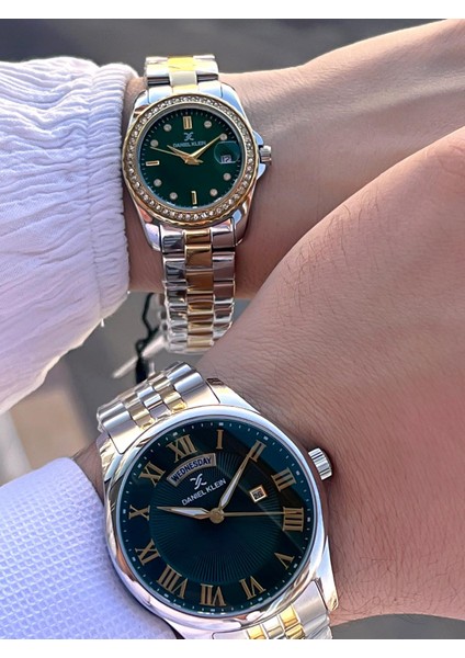 Çelik Kordon Takvimli Kadran 3 Atm 2 Yıl Garantili Sevgili Kombini Çift Saati B.10713C5 fırsatları