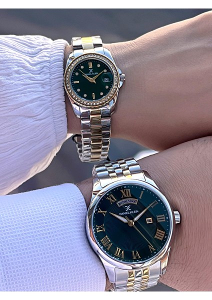 Çelik Kordon Takvimli Kadran 3 Atm 2 Yıl Garantili Sevgili Kombini Çift Saati B.10713C5 indirimleri