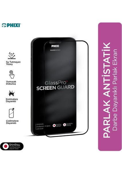 Premium Guard Parlak Cam Ekran Koruyucu – iPhone 13 Pro Max Uyumlu | Antistatik, Su Tutmaz, Tam Kaplama