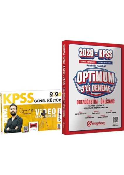 2026 Kpss Tarih Video Ders Notları Günay Göktaş - Optimum 5 Deneme