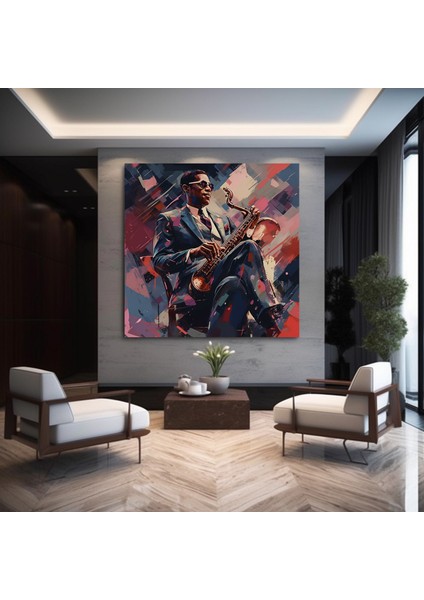 Saksafon Çalan Afrikalı Erkek Kanvas Tablo fiyatları