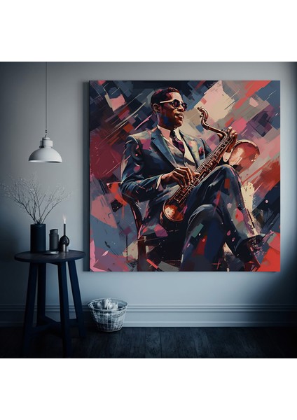 Saksafon Çalan Afrikalı Erkek Kanvas Tablo fırsatları