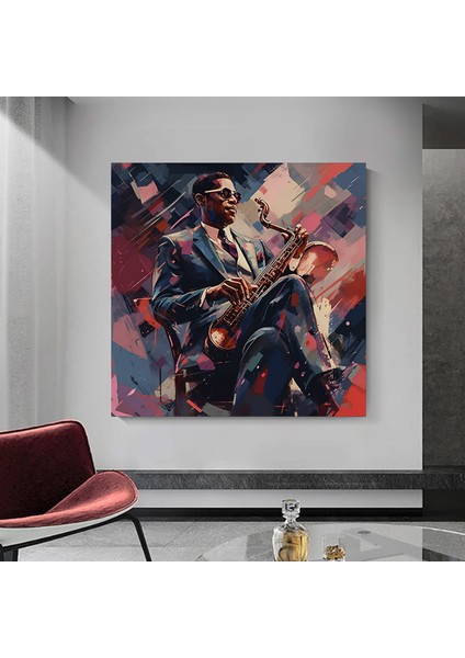 Saksafon Çalan Afrikalı Erkek Kanvas Tablo indirimleri