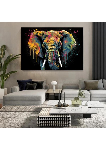 Modern Graffiti Fil Kanvası, Renkli Hayvan Sokak Sanatı, Ev Duvar Dekoru indirimleri