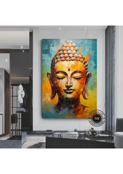 Buddha Kanvas Tablo, Yoga Temalı Dekor, Meditasyon Tablosu, Lotuslu Duvar Dekoru