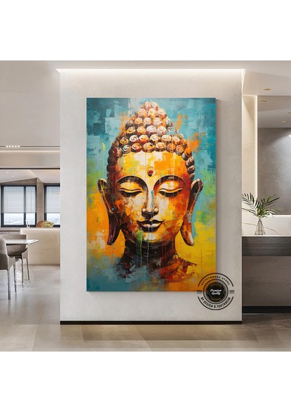Buddha Kanvas Tablo, Yoga Temalı Dekor, Meditasyon Tablosu, Lotuslu Duvar Dekoru