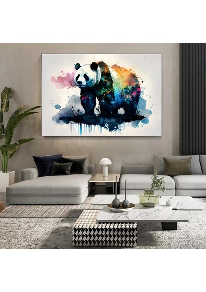 Renkli Panda Kanvas Posteri, Soyut Dekoratif Panda Tablosu indirimleri