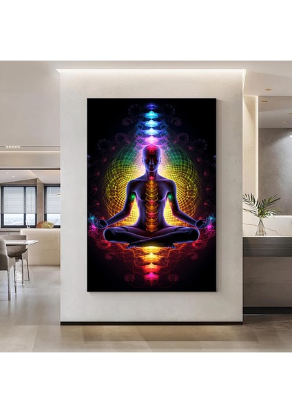 Hint Buddha Meditasyonu 7 Çakra Kanvası, Yoga ve Spor Temalı Oturma Odası Dekoru fiyatları