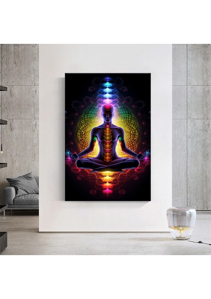 Hint Buddha Meditasyonu 7 Çakra Kanvası, Yoga ve Spor Temalı Oturma Odası Dekoru indirimleri
