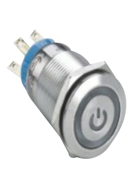 1no+1nc Kontaklı 19 mm Metal Anlık Beyaz Led'li Buton (10 Adet)