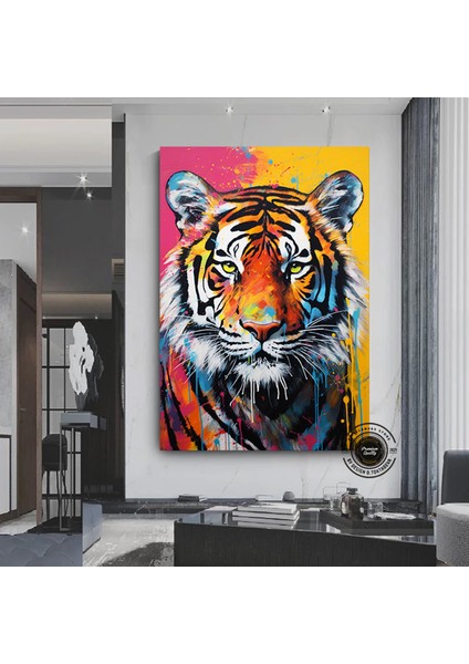 Soyut Graffiti Aslan Tablosu; Modern Hayvan Sokak Sanatı; Renkli Kanvas Poster Baskısı; Duvar Sanatı
