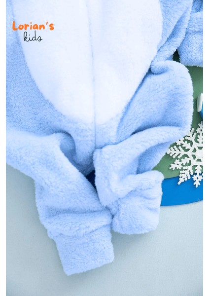 Welsoft Erkek Mavi Tavşan Yumuşak Peluş Fermuarlı Bebek Tulumu - 2 Yaş fırsatları