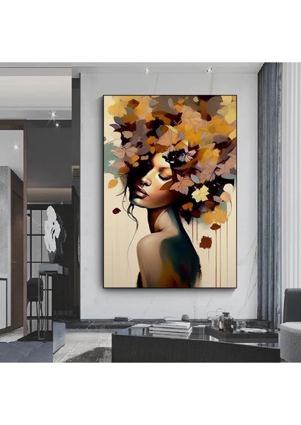 Çiçekli Kadın Portresi – Başında Çiçek Taçlı Kadın Kanvas – Moda ve Sanat