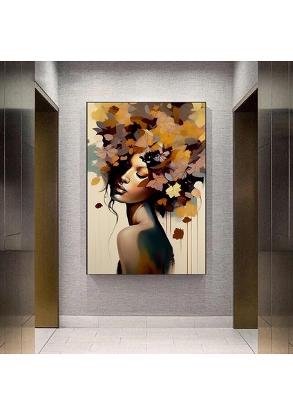 Çiçekli Kadın Portresi – Başında Çiçek Taçlı Kadın Kanvas – Moda ve Sanat fiyatları