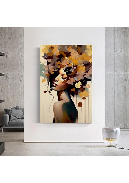 Çiçekli Kadın Portresi – Başında Çiçek Taçlı Kadın Kanvas – Moda ve Sanat indirimleri