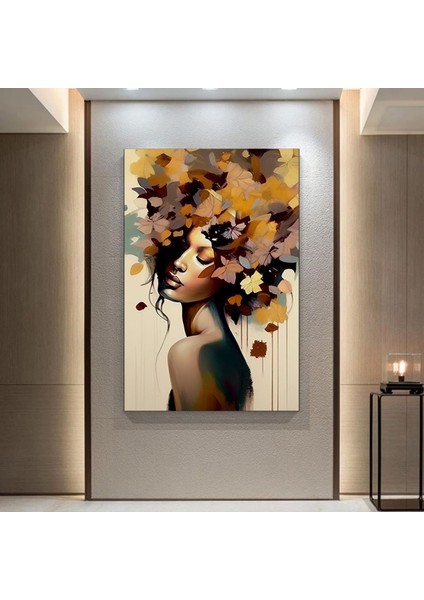 Çiçekli Kadın Portresi – Başında Çiçek Taçlı Kadın Kanvas – Moda ve Sanat