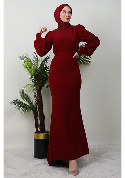 Lavin Krep Elbise Bordo