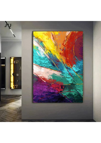 Soyut Duvar Sanatı, Kırmızı Mavi Sarı Renkli Kanvas Baskı, Renkli Ev Dekoru, Asılmaya Hazır modelleri
