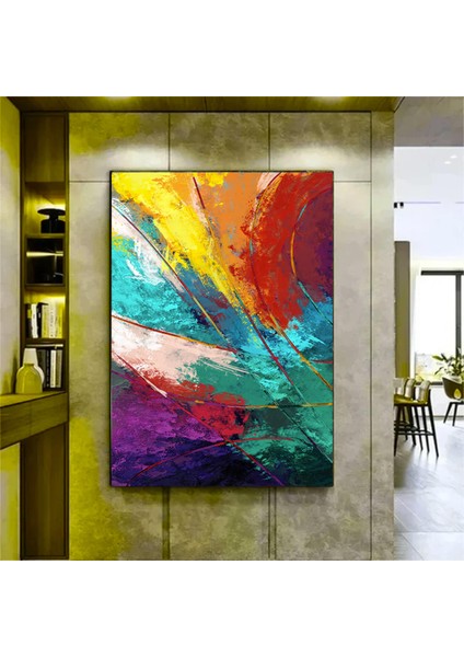 Soyut Duvar Sanatı, Kırmızı Mavi Sarı Renkli Kanvas Baskı, Renkli Ev Dekoru, Asılmaya Hazır fırsatları