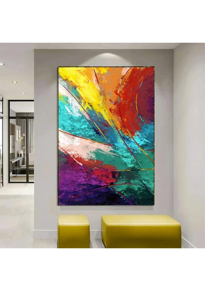 Soyut Duvar Sanatı, Kırmızı Mavi Sarı Renkli Kanvas Baskı, Renkli Ev Dekoru, Asılmaya Hazır indirimleri