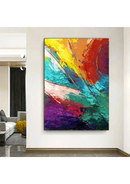 Soyut Duvar Sanatı, Kırmızı Mavi Sarı Renkli Kanvas Baskı, Renkli Ev Dekoru, Asılmaya Hazır
