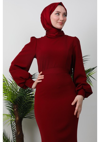 Lavin Krep Elbise Bordo indirimleri