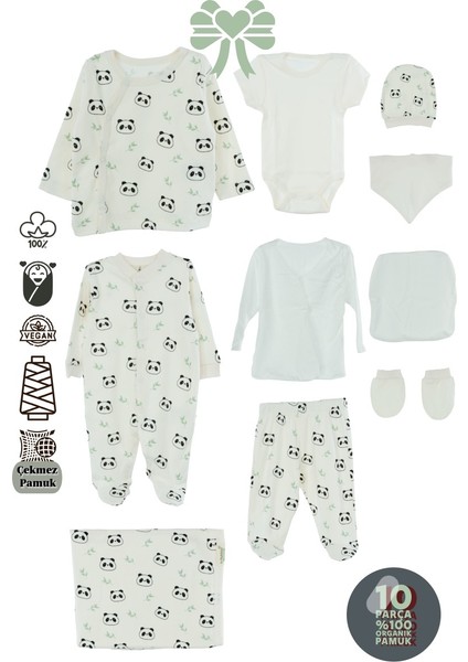 Erkek Bebek Yeni Doğan 10 Lu Zıbın Seti 0-3 Aylık %100 Organik Pamuk Yumuşak OPEB25BBLMOD52