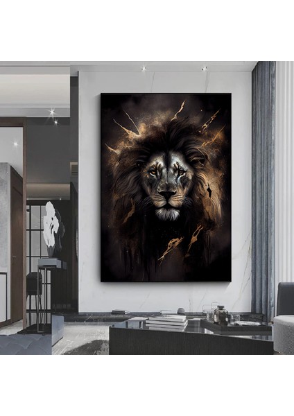Aslan Kanvası, Renkli Kanvas Sanatı, Modern Hayvan Temalı Duvar Dekoru