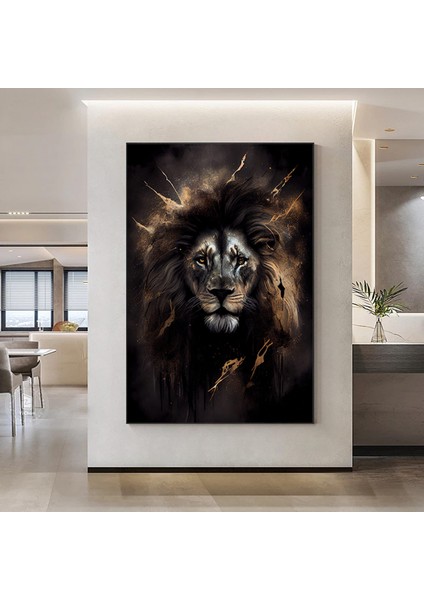 Aslan Kanvası, Renkli Kanvas Sanatı, Modern Hayvan Temalı Duvar Dekoru fiyatları