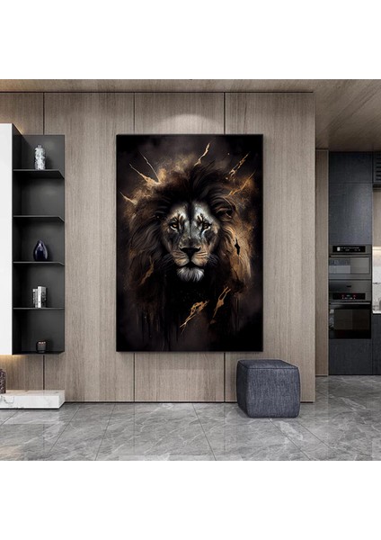Aslan Kanvası, Renkli Kanvas Sanatı, Modern Hayvan Temalı Duvar Dekoru indirimleri