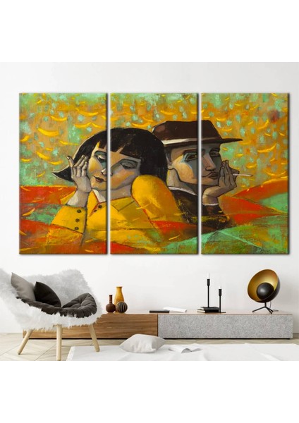 Aşıklar Portre Posteri, Sevgililer Günü Tablosu, Erkek-Kadın Portre Kanvası