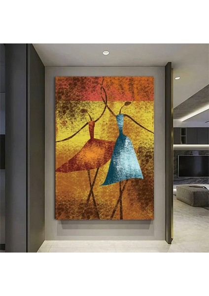 Renkli Sanat Eseri – Yağlı Boya Baskısı; Balerin Suluboya; Bale Kanvas; Dans Sanatı; Afrikalı Kadın